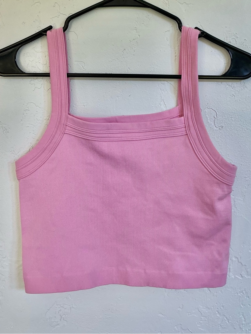 UO out from under Pink Ribbed Square-Neck Crop Tank Top